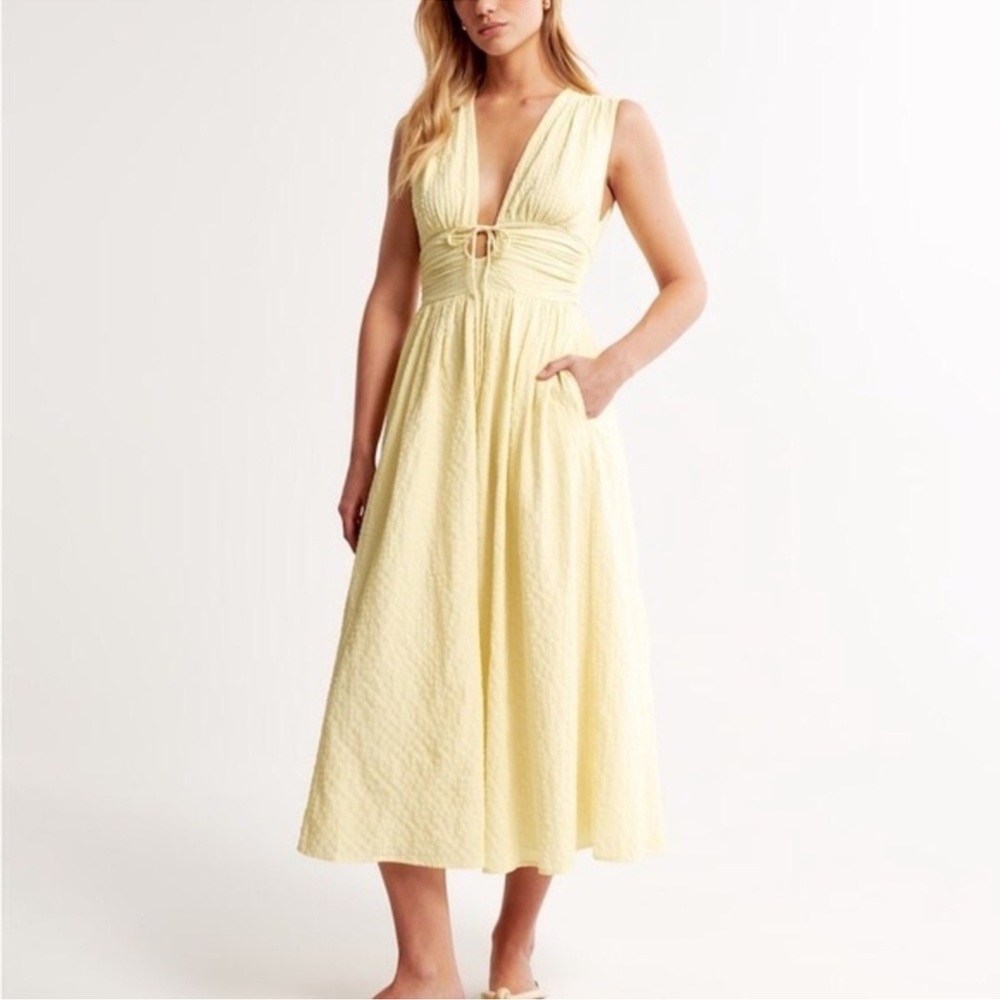 Abercrombie & Fitch Light Yellow Midi Dress